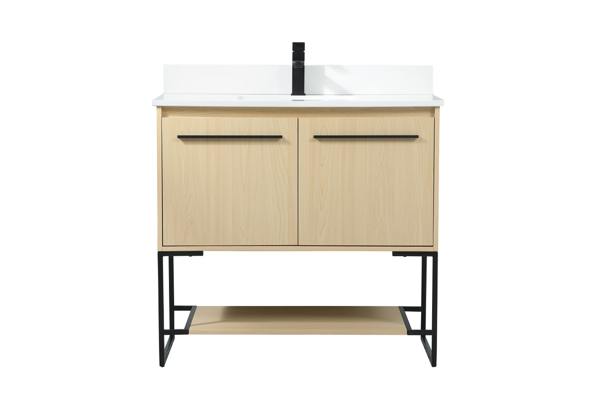 36 inch Single bathroom vanity in maple with backsplash
