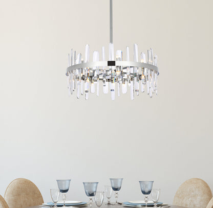 Serena 25 inch crystal round pendant in chrome