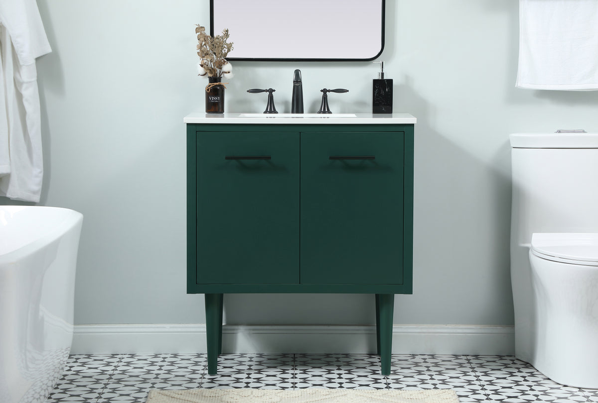 30 inch Single bathroom vanity in green