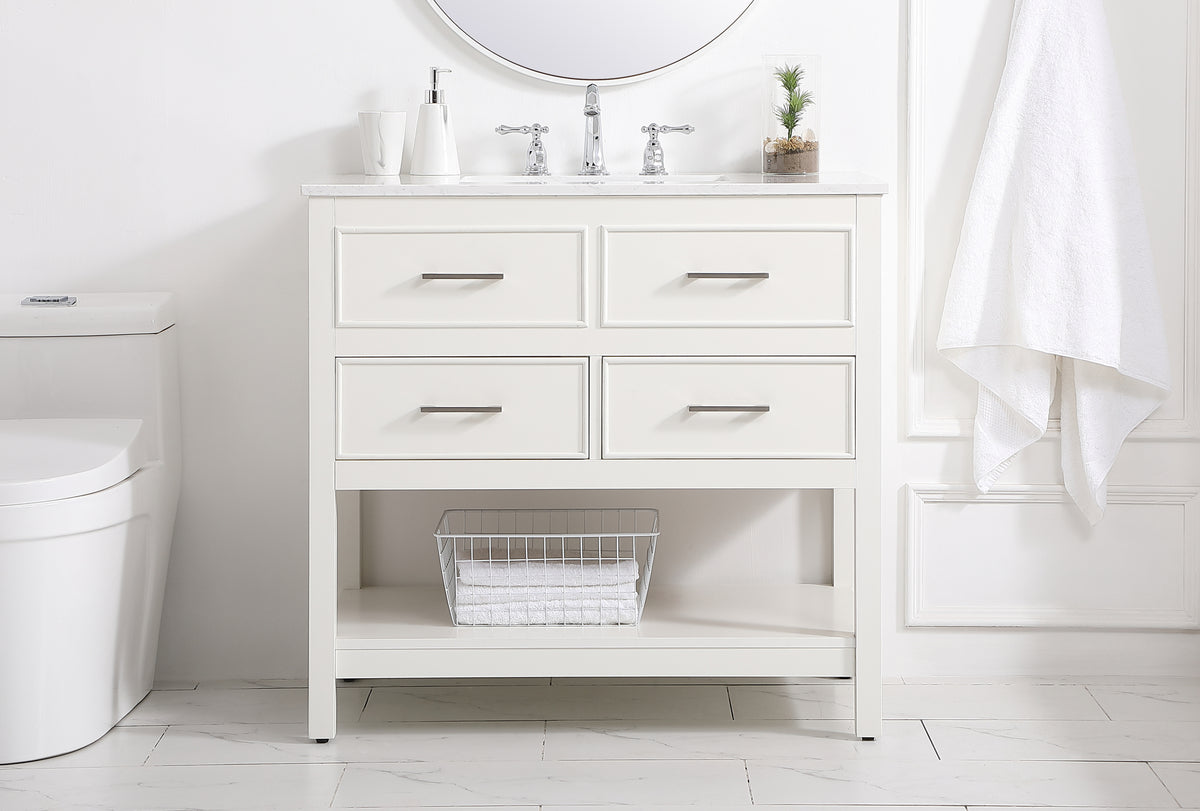 36 inch Single bathroom vanity in white