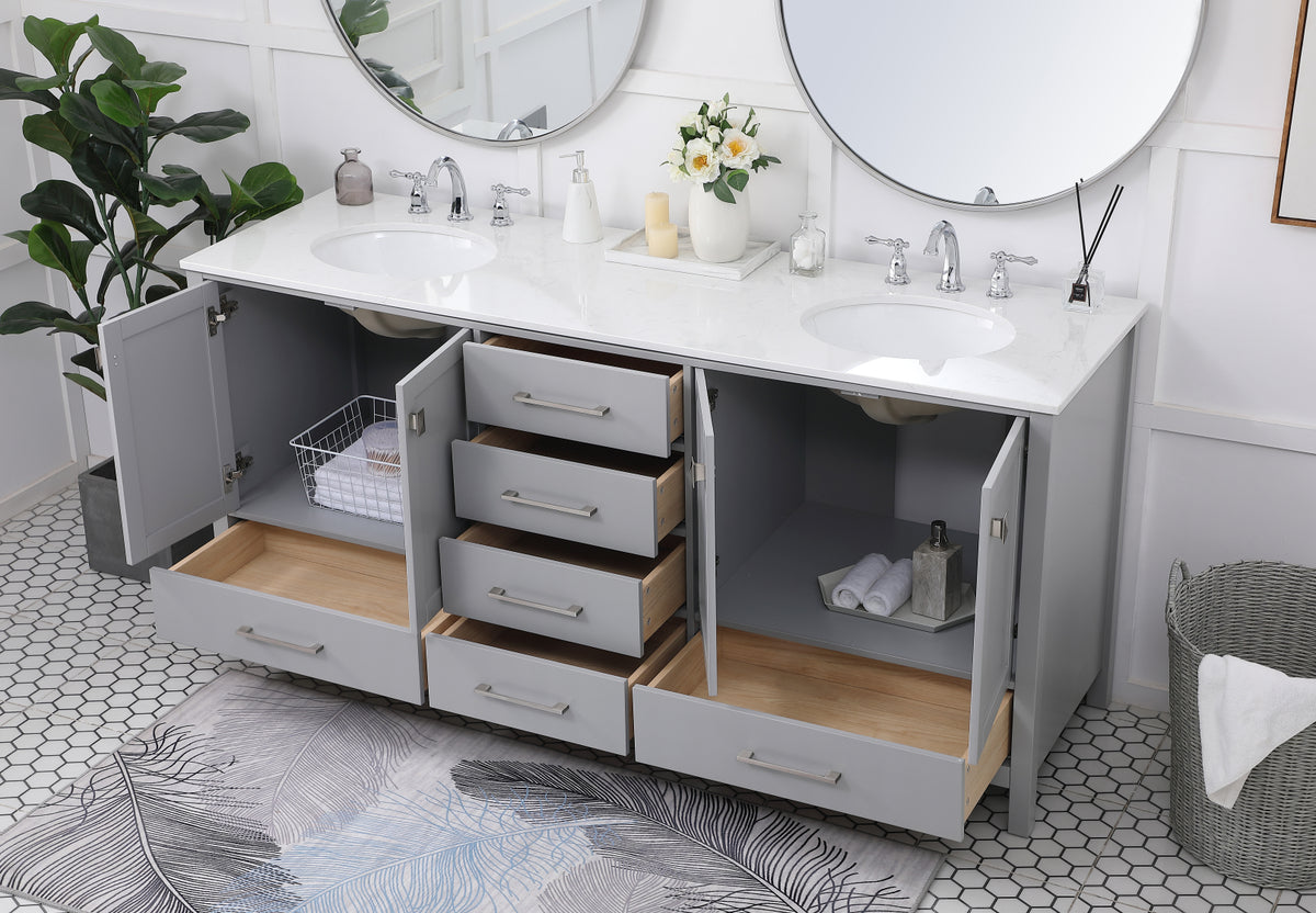 72 inch Double Bathroom Vanity in Gray