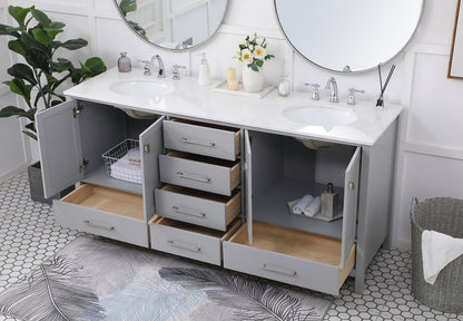 72 inch Double Bathroom Vanity in Gray