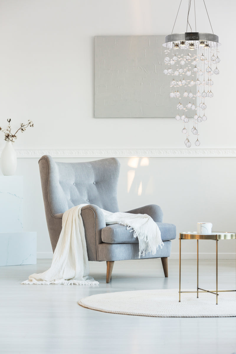 Galaxy 6 light Chrome Pendant Clear Royal Cut Crystal