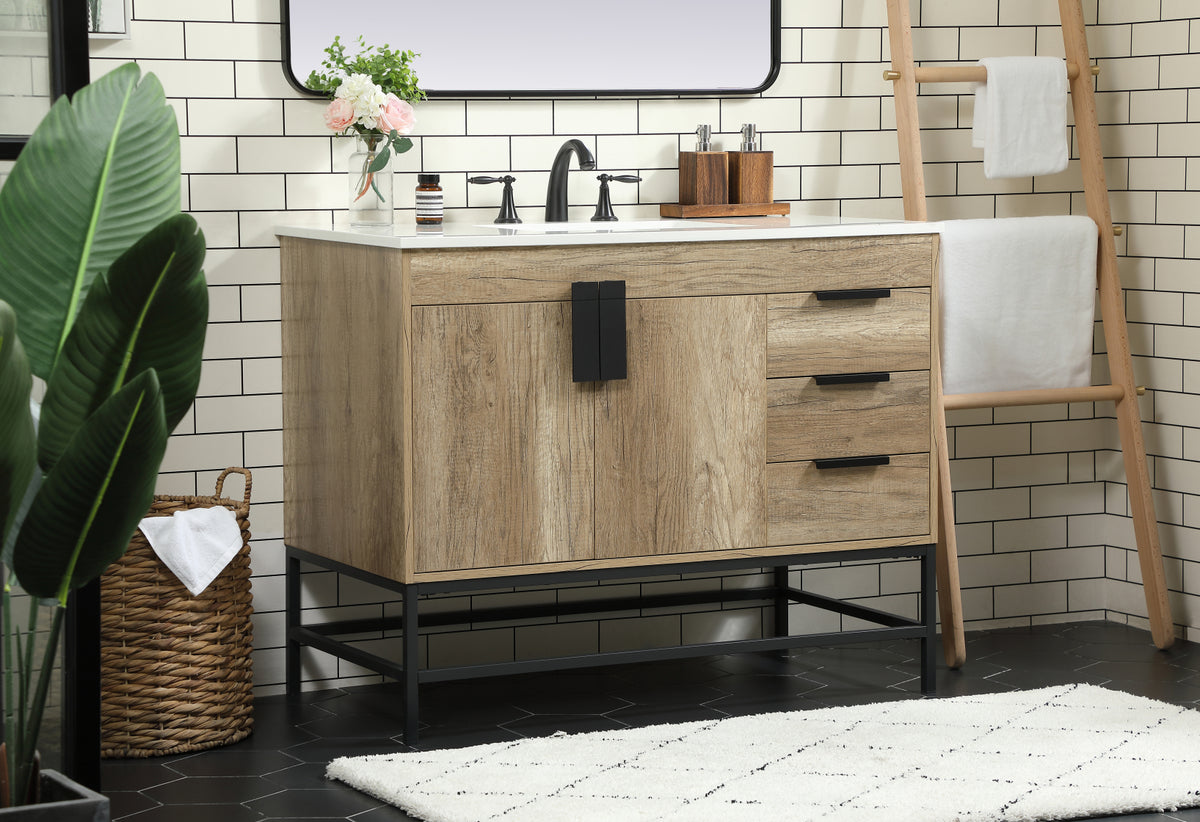 42 inch Single bathroom vanity in natural oak