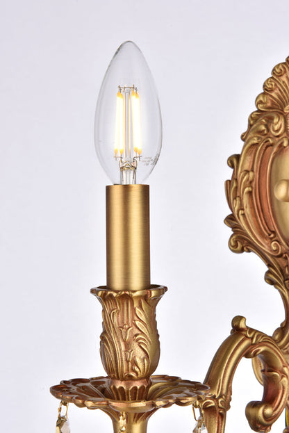 Monarch 1 light French Gold Wall Sconce Golden Teak (Smoky) Royal Cut Crystal