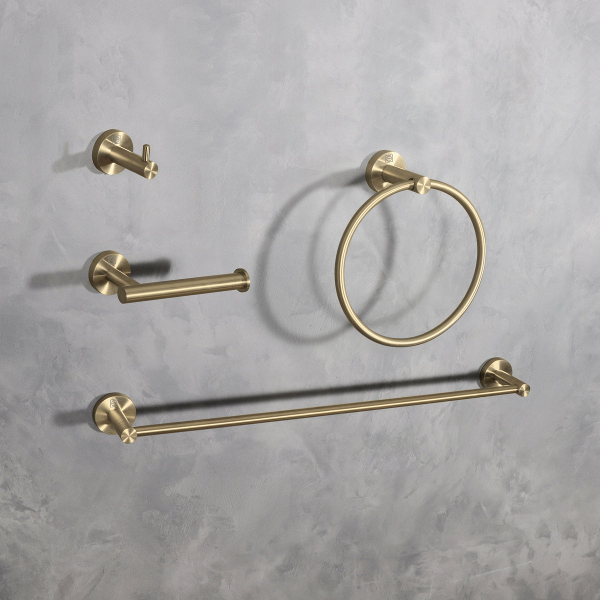 Freya 4-Piece Bathroom Hardware Set in Brushed Gold
