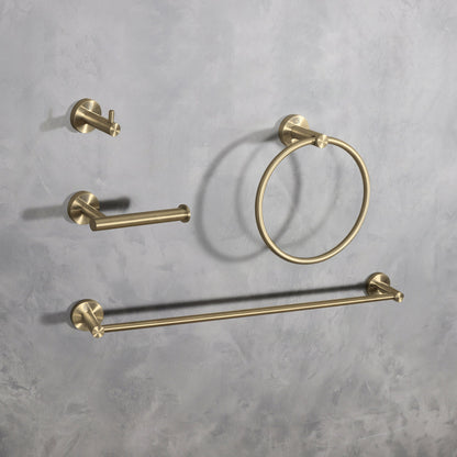 Freya 4-Piece Bathroom Hardware Set in Brushed Gold