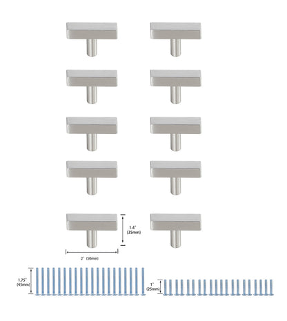 Dior Brushed Nickel T Bar Pull Multipack (set of 10)