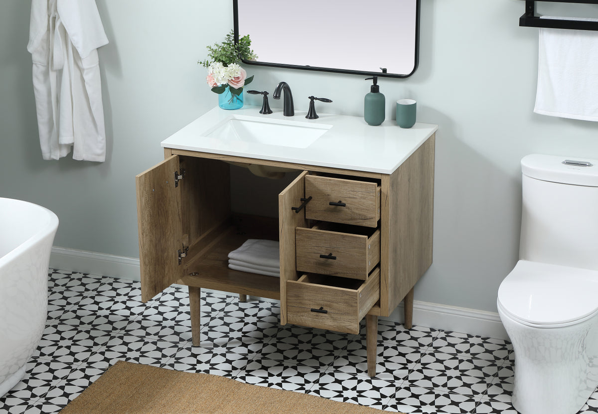 36 inch Single bathroom vanity in natural oak