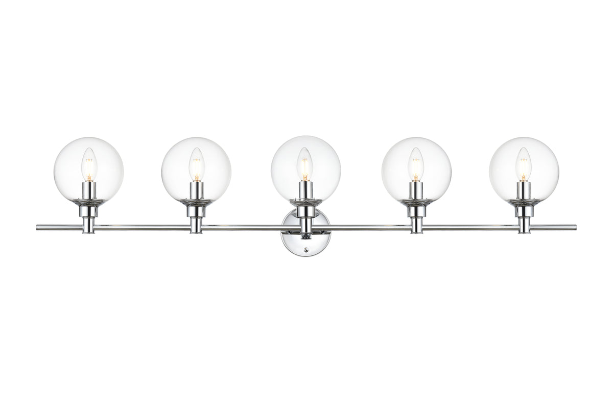 Jaelynn 5 light Chrome and Clear Bath Sconce