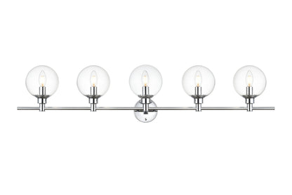 Jaelynn 5 light Chrome and Clear Bath Sconce