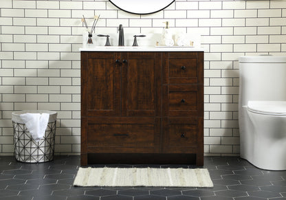 36 inch Single bathroom vanity in expresso with backsplash