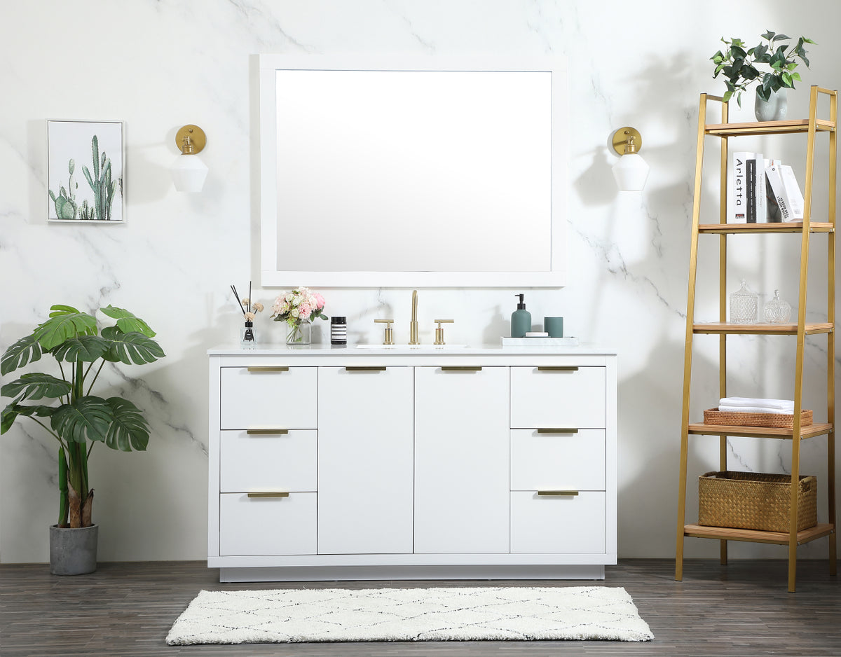 60 inch Single bathroom vanity in white
