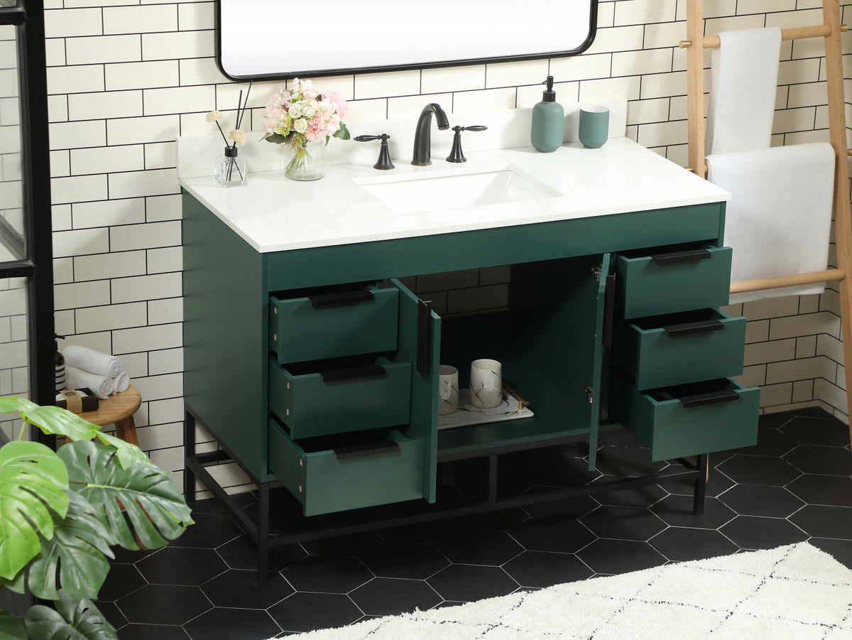 48 inch Single bathroom vanity in green with backsplash