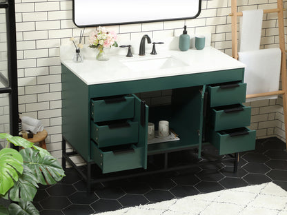 48 inch Single bathroom vanity in green with backsplash