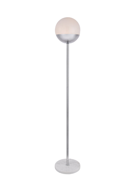 Eclipse 1 Light Chrome Floor Lamp With Frosted White Glass