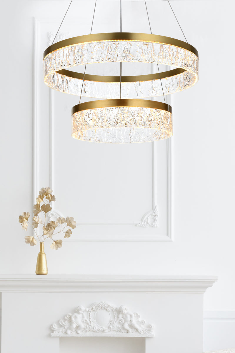 Linden 22 inch Adjustable LED chandelier in Satin Gold