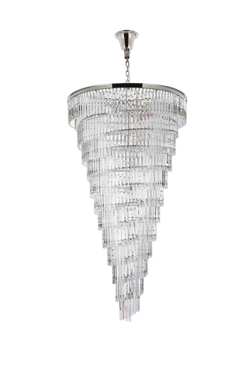 Sydney 48 inch spiral crystal chandelier in polished nickel