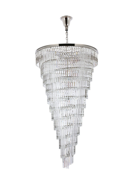 Sydney 48 inch spiral crystal chandelier in polished nickel
