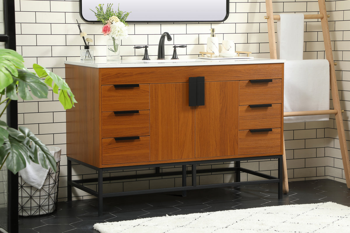 48 inch Single bathroom vanity in teak