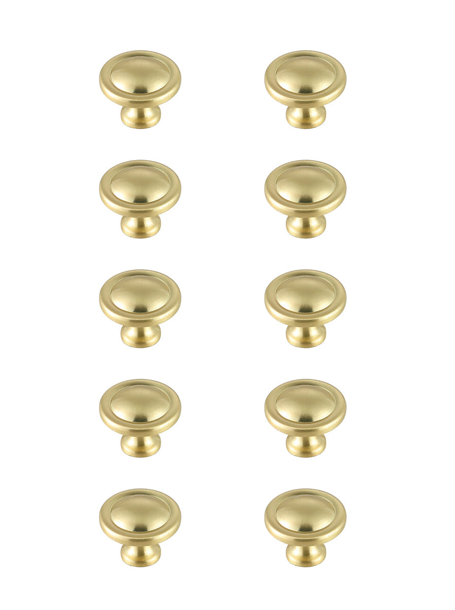 Garlande 1.2" Diameter Brushed Gold Mushroom Knob Multipack (Set of 10)