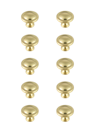Garlande 1.2" Diameter Brushed Gold Mushroom Knob Multipack (Set of 10)