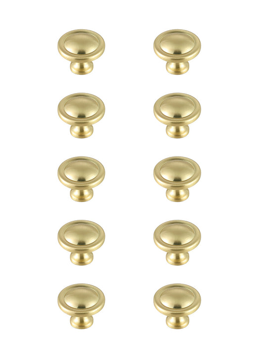 Garlande 1.2" Diameter Brushed Gold Mushroom Knob Multipack (Set of 10)