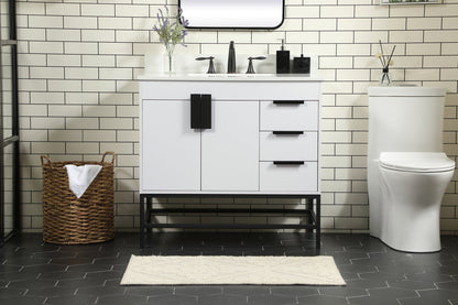 36 inch Single bathroom vanity in white with backsplash
