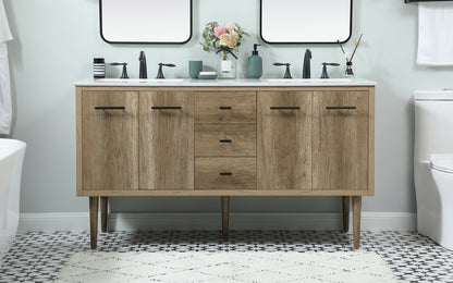 60 inch Single bathroom vanity in natural oak