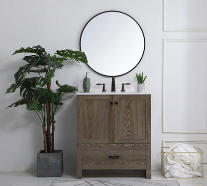 30 inch Single Bathroom Vanity in Weathered oak with Backsplash