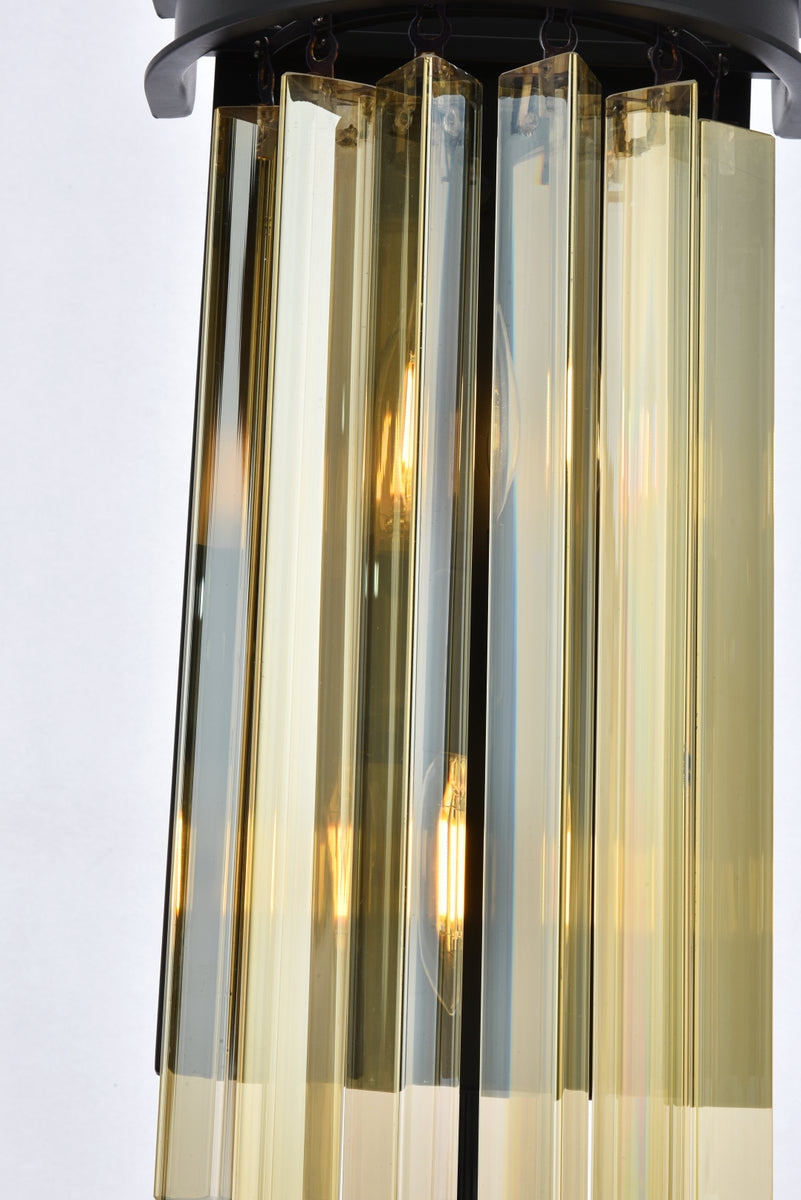 Sydney 2 light Matte Black Wall Sconce Golden Teak (Smoky) Royal Cut Crystal