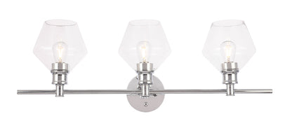 Gene 3 light Chrome and Clear glass Wall sconce