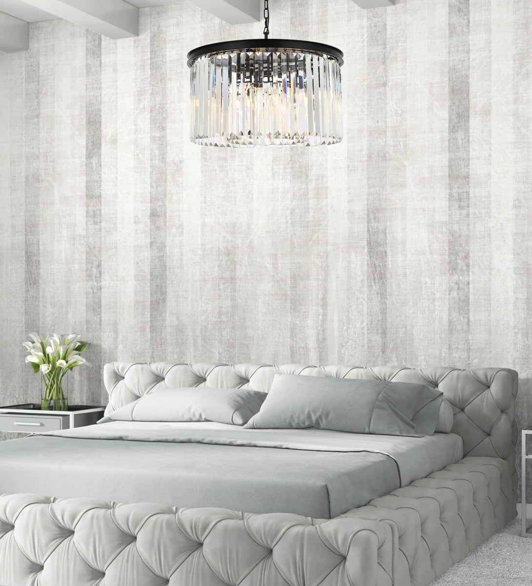 Sydney 8 light Matte Black Chandelier Clear Royal Cut Crystal