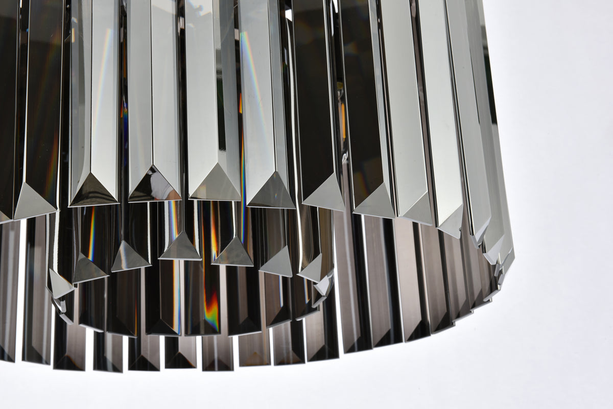 Sydney 6 light Matte Black Pendant Silver Shade (Grey) Royal Cut Crystal