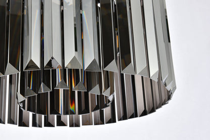 Sydney 6 light Matte Black Pendant Silver Shade (Grey) Royal Cut Crystal