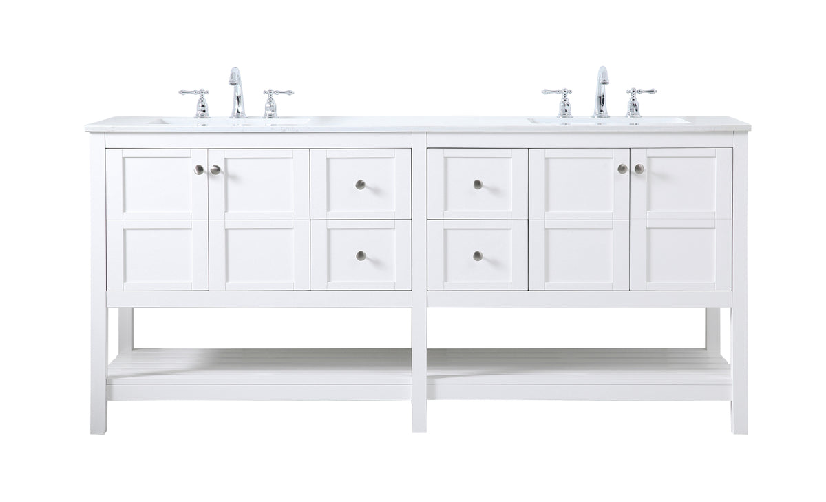 72 inch Double Bathroom Vanity in White