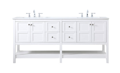 72 inch Double Bathroom Vanity in White