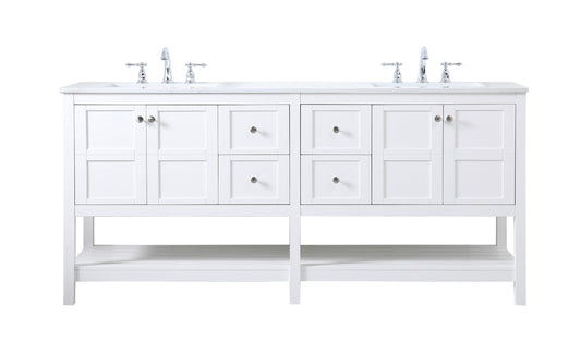 72 inch Double Bathroom Vanity in White