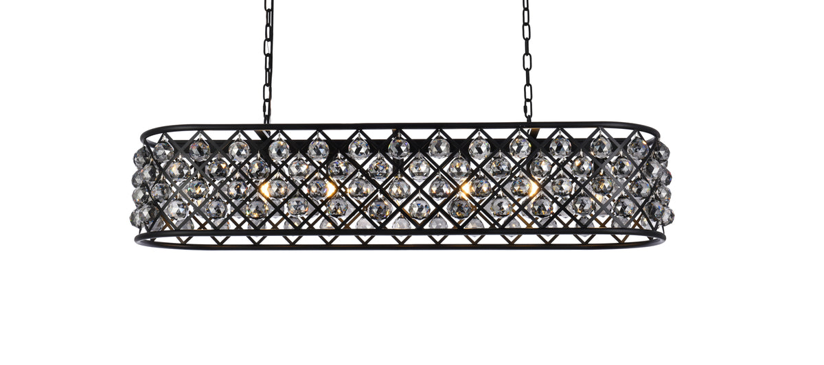Madison 7 light Matte Black Chandelier Silver Shade (Grey) Royal Cut Crystal