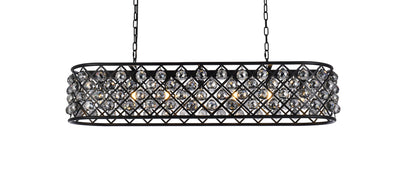 Madison 7 light Matte Black Chandelier Silver Shade (Grey) Royal Cut Crystal