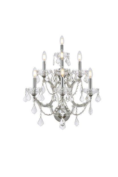 Maria Theresa 7 light Chrome Wall Sconce Golden Teak (Smoky) Royal Cut Crystal