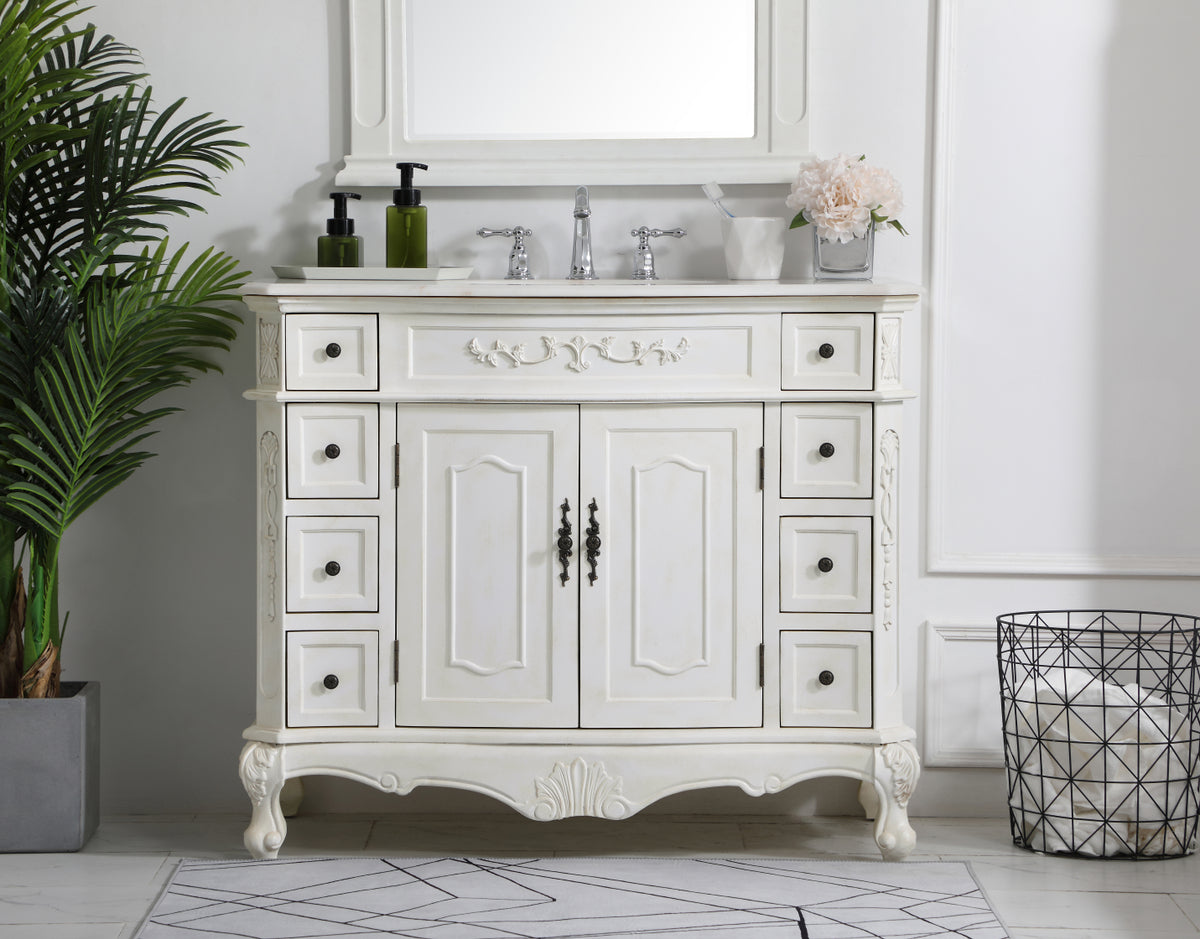 42 inch Single Bathroom Vanity in Antique White