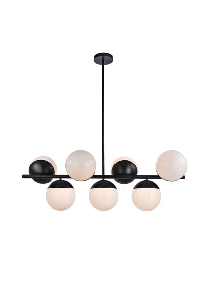 Eclipse 7 Lights Black Pendant With Frosted White Glass