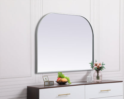 Metal Frame Arch Mirror 40x30 Inch in Silver