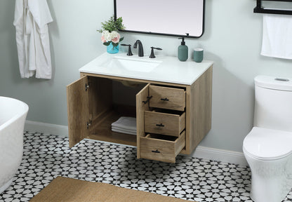 36 inch Single bathroom vanity in natural oak