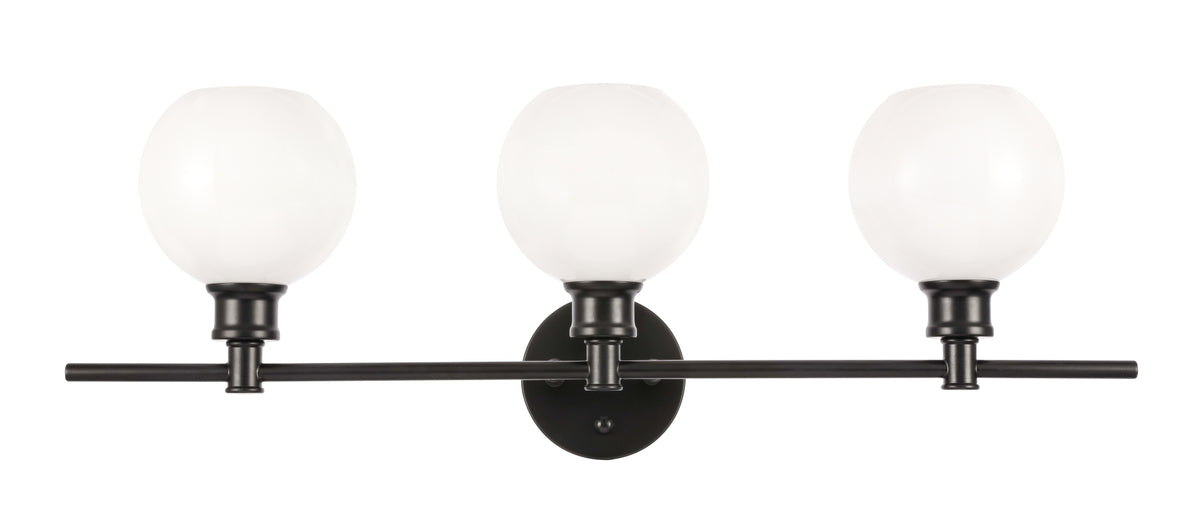 Collier 3 light Black and Frosted white glass Wall sconce