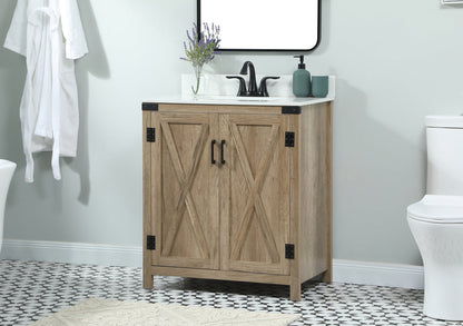 30 inch Single bathroom vanity in natural oak with backsplash