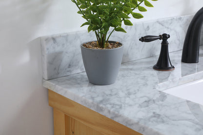 30 inch Single bathroom vanity in natural wood with backsplash