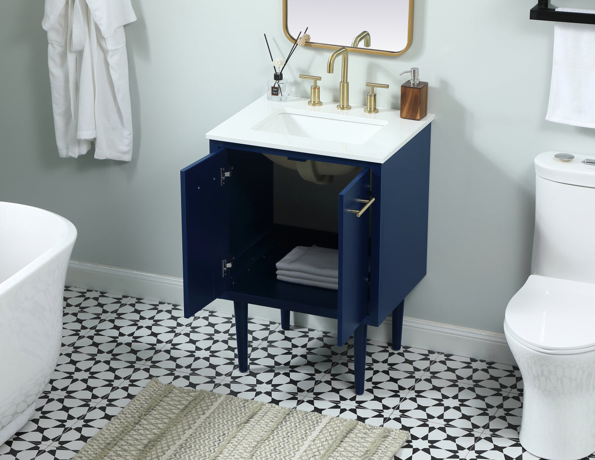 24 inch Single bathroom vanity in blue
