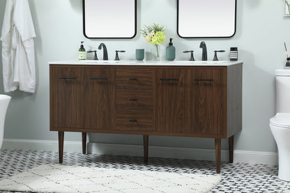 60 inch Single bathroom vanity in walnut